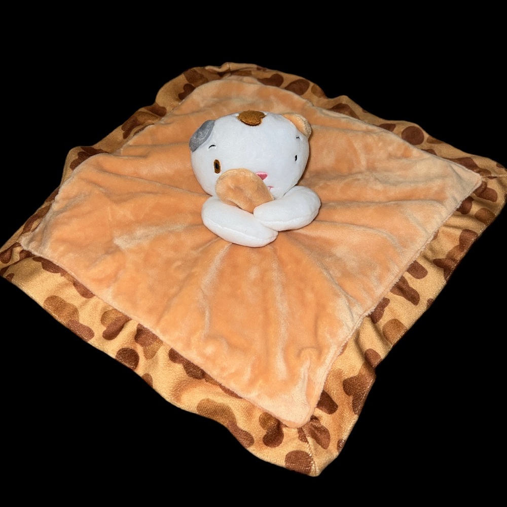 Highlights Calico Kitty Cat Baby Lovey Security Blanket  White Brown Plush Toy